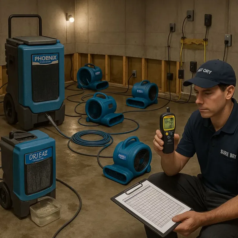 Structural Drying and Dehumidification process in Everett, MA